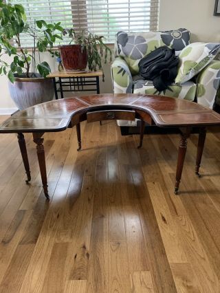 Vintage Lammerts Mahogany Leather Top Coffee Table With Folding Leafs
