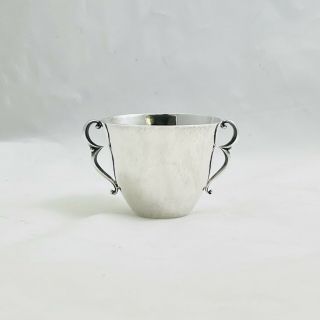 Antiques Georg Jensen Baby Cup Sterling Silver Hammered With Two Handles 373