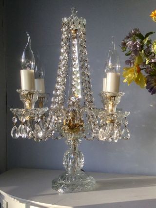✨gorgeous Vintage 4 Light All Glass And Crystal Chandelier Lamp.  Fab ✨