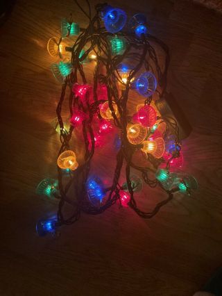 Vintage Blue Red Yellow And Green Bell Christmas Light Set Musical