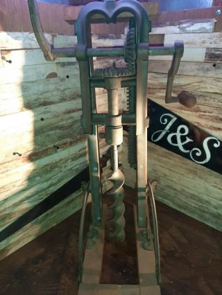 Antique Barn Beam Boring Machine - Timber Framing Tool Angle Adjustable Restored