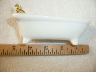 Dollhouse Miniature Porcelain Bathroom Set Victorian Footed Bath Tub Toilet Sink 3