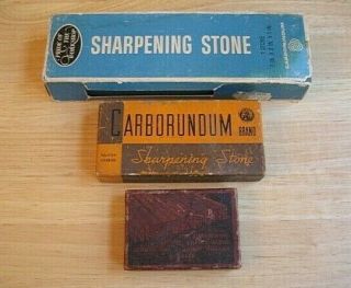 3 Vintage Knife Tool Razor Blade Honing Sharpening Stones Carborundum,