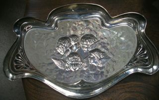 Art Nouveau antique hallmarked 925 silver tray Reynolds Angels cherubs tray 9oz 2