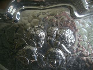 Art Nouveau antique hallmarked 925 silver tray Reynolds Angels cherubs tray 9oz 3