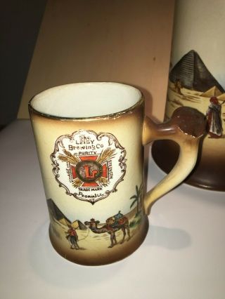 Leisy Brewing Co Antique Beer Pitcher and (6) mug set 6