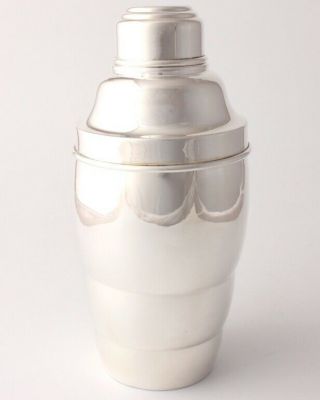 Art Deco Silver Plated Chubby Cocktail Shaker.  Antique Vintage Barware C1930