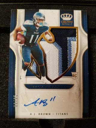 2019 Panini Crown Royale Aj Brown Rpa Rookie Patch Auto 22/25 Tennessee Titans