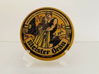 Tough Vintage Meister Brau Beer 4” Coaster Peter Hand Brewing Chicago Il