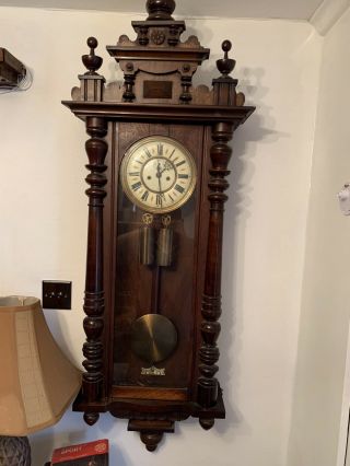 Vintage Gustav Becker Twin Weight Vienna Wall Clock With Strike,