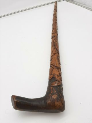 Antique Folk Art Carved Walking Stick Cane/ Natural Form,  Native American Look