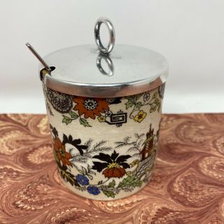Vintage Lancaster & Sandland Ltd Jam Pot With Epns Silver Plated Lid