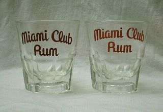Vintage Miami Club Rum On The Rocks Glass Set Of 2 1960s Bar Ware Drink Liquor