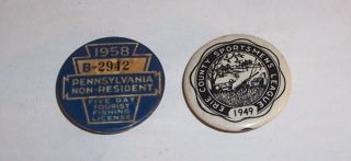 Vintage Pennsylvania Fishing License,  1958 Five Day Tourist & 1949 Erie Co.  Pa. 3