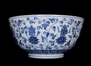 OLD CHINESE BLUE AND WHITE PORCELAIN BOWL WITH MING XUANDE MARKED (K687) 2