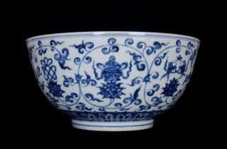 OLD CHINESE BLUE AND WHITE PORCELAIN BOWL WITH MING XUANDE MARKED (K687) 3