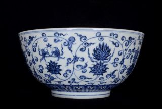 OLD CHINESE BLUE AND WHITE PORCELAIN BOWL WITH MING XUANDE MARKED (K687) 4