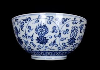 OLD CHINESE BLUE AND WHITE PORCELAIN BOWL WITH MING XUANDE MARKED (K687) 5