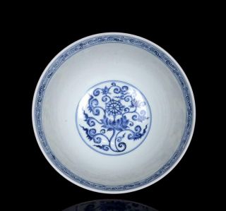 OLD CHINESE BLUE AND WHITE PORCELAIN BOWL WITH MING XUANDE MARKED (K687) 6
