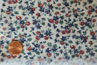 One Vintage Feedsack Tiny Blue Pink Flowers 37x45 Pristine