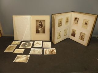 Antique Victorian Leather Bound Clasped Photograph Album C1860’s And 122 Photos