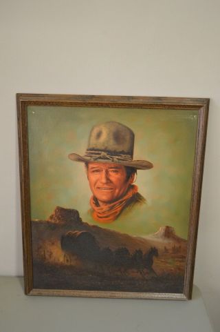 John Wayne The Duke Oil On Canvas By Peter Shinn Vintage Cowboy Art