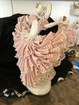 , Dresden,  Lace,  Collectible,  Volkstedt,  German,  dancer,  flower,  victorian,  lady 3