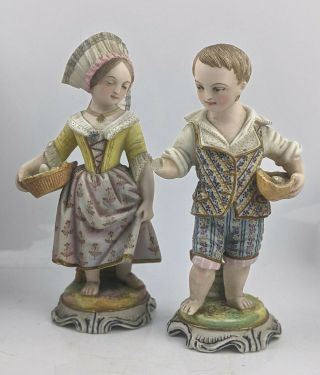 Jean Gille Porcelain Paris Pair Children Figures C19th Antique French