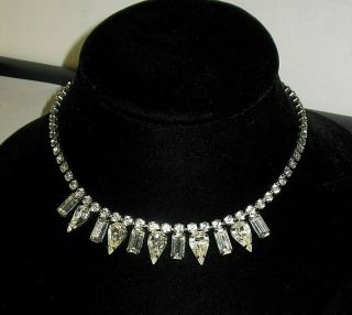 Vintage Weiss Designer Rhinestone Necklace Signed Fashion Collar Costume Jewelry
