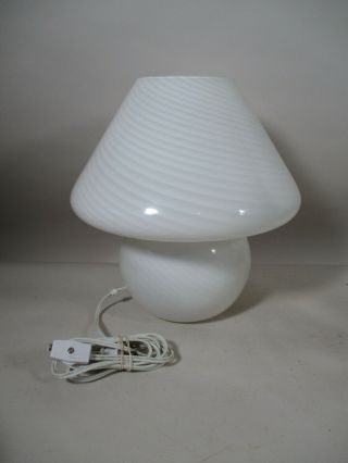 Vintage Mid Century Italy Vetri Murano ? Swirl Art Glass Mushroom Table Lamp