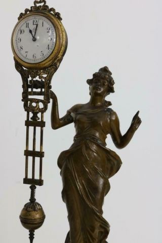 Antique 8 Day Swinger Mystery Clock - Junghans With Diana Statue Restore