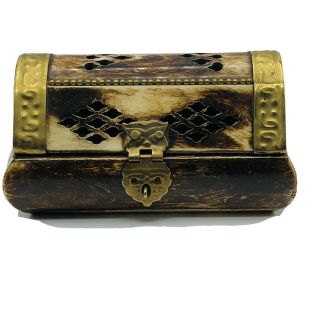 Vintage Bone And Brass Jewelry Trinket Box