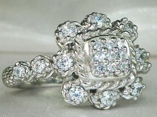 Qvc Judith Ripka Vintage Sterling Silver Band Flower Style Fashion Ring Size 8