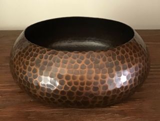 Antique Roycroft Hand Hammered Copper Low Bowl Early Mark 6 "