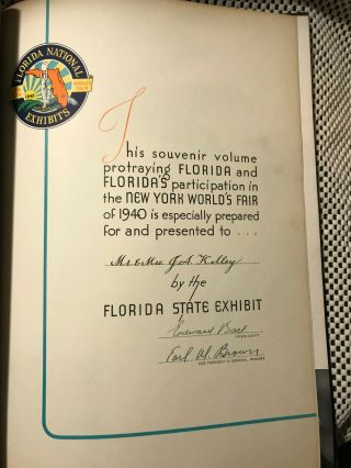 Vintage 1940 York World ' s Fair Florida State Exhibit Souvenir Book 2