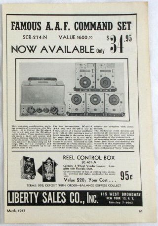 Vintage 1947 Aaf Military Bc - 455a Receiver Ham Radio Print Ad