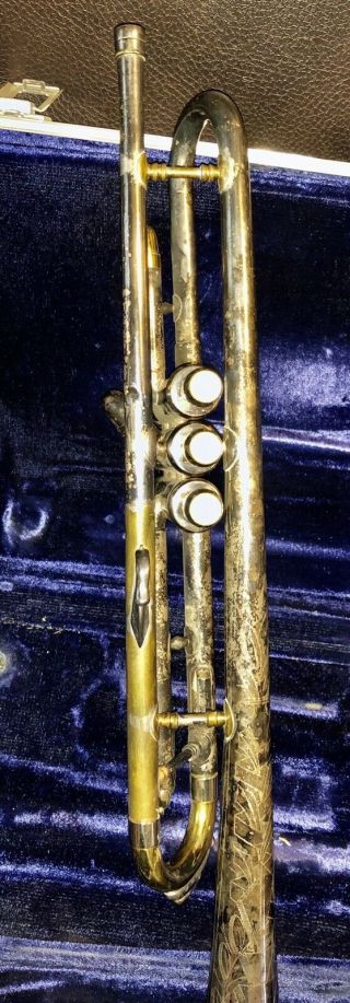 Vintage CG Conn Trumpet ? 40B ? Silver Elkhart Estate Rimless Antique 3
