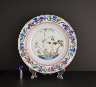 A KANGXI PERIOD CHINESE PORCELAIN FAMILLE VERTE DISH WITH DEER AND CRANE 2