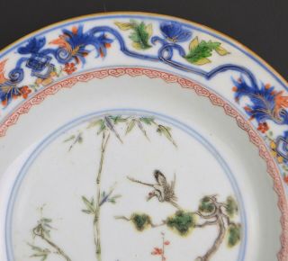 A KANGXI PERIOD CHINESE PORCELAIN FAMILLE VERTE DISH WITH DEER AND CRANE 4