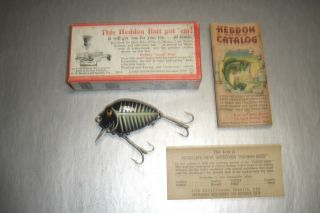 Heddon Wood Punkin - Seed In Black & White Shore Minnow With Papers