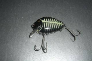 Heddon wood Punkin - Seed in Black & White Shore Minnow with papers 2