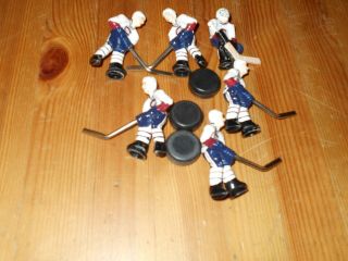 Vintage Montreal Canadiens Table Top Hockey Players Set Of 6,  3 Pucks 1970 - 80 