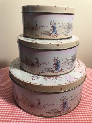 Disney Classic Winnie The Pooh Nesting Round Tins,  Set Of 3 Vintage Tins