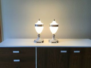 Art Deco Table Lamp,  Set of 2 Lamps,  Milk Glass Lamp 2