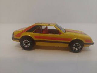 Vintage 1979 Hot Wheels Yellow Ford Mustang Turbo Diecast Car Blackwalls Mattel