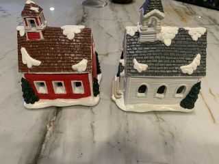 Vintage California Creations Hand - Painted Christmas Village School and Church 2
