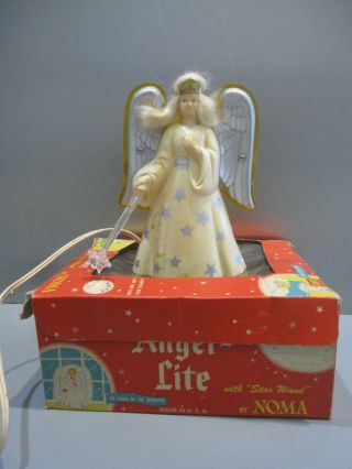 Vintage Noma Tree Topper Light 1950 Angel Lite With Wand