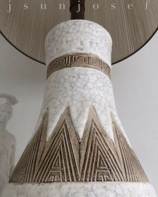 Large Zaccagnini Style Archaic Tribal Design Mid Century Lamp Bitossi Raymor Era