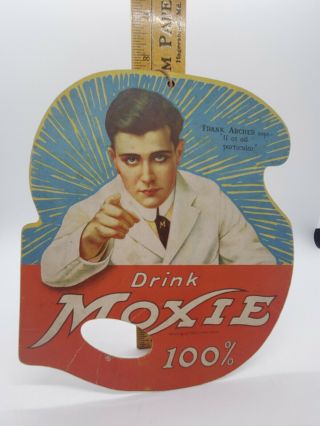 Vintage Moxie Soda Pop Advertising Double Sided Fan Sign