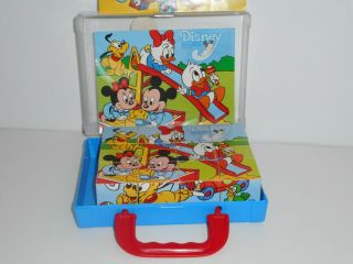 Vintage Disney Wooden German Block Puzzle / Hermann Eichhorn Mickey Mouse Duck